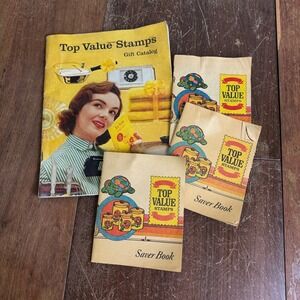 1950s VINTAGE Top Value catalogue and Stamp Books with stamps
